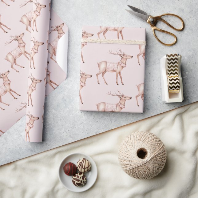 Chic Boho Blush Pink Deer Wrapping Paper (Crafts)