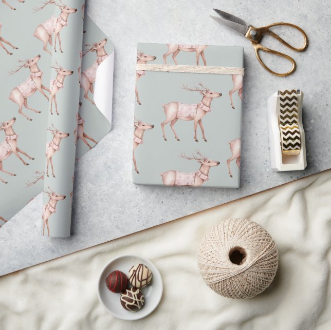 Chic Boho Blush Pink Green  Wrapping Paper (Crafts)