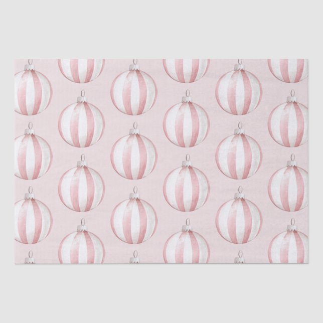 Chic Boho Blush Pink Striped Ornaments Tissue Paper (Front)