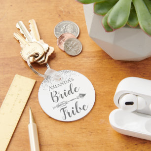 Chic Boho Bride Tribe Glittery Personalized       Keychain