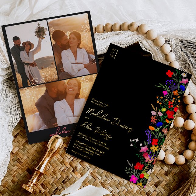 Chic boho bright wild flowers 3 photos wedding (Creator Uploaded)