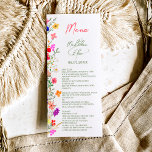 Chic boho bright wild flowers garden wedding  menu<br><div class="desc">Add a touch of bohemian elegance to your wedding dinner with this Modern Chic Boho Bright Elegant Colourful wild flowers wedding menu. Featuring pink, red, green, and purple hues botanical flowers inspired by wildflowers and watercolor rustic gardens with subtle greenery and modern boho script typography. With elegant modern script typography,...</div>