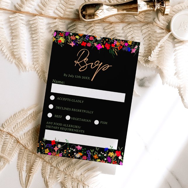 Chic boho bright wild flowers wedding rsvp invitation (Creator Uploaded)