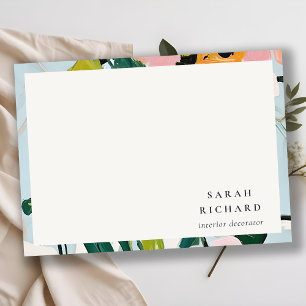 Chic Boho Colorful Pink Blue Green Painted Floral Card