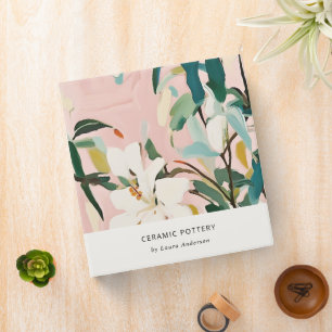 Chic Boho Colorful Pink Teal Green Painted Floral Binder