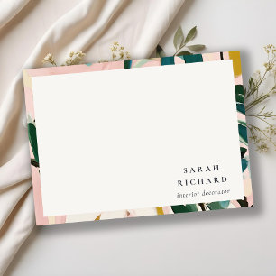 Chic Boho Colorful Pink Teal Green Painted Floral Card