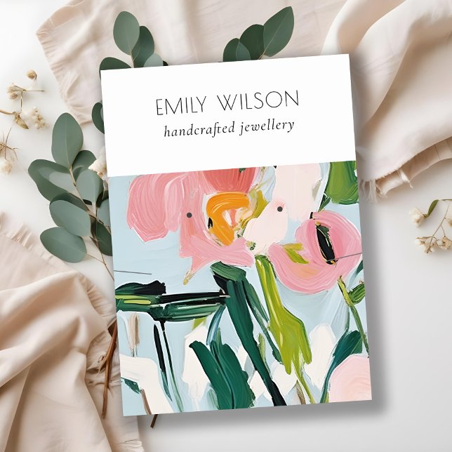 Chic Boho Colourful Painted Floral Necklace Earrin Business Card (Creator Uploaded)