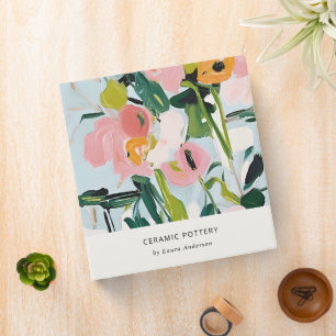 Chic Boho Colourful Pink Blue Green Painted Floral Binder