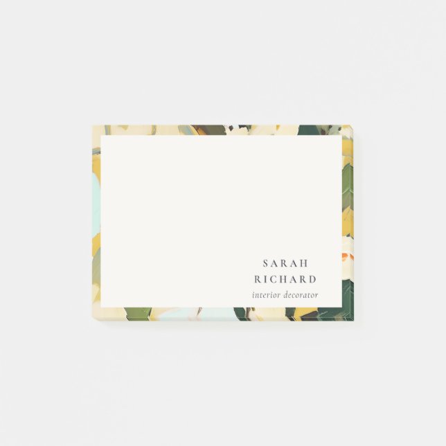 Chic Boho Colourful Yellow Ochre Painted Floral Post-it Notes (Front)