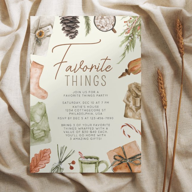 Chic Boho Cozy Holiday Favourite Things Party Invitation (Creator Uploaded)