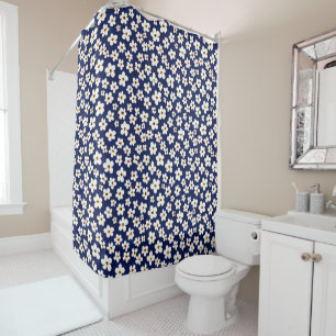 Chic Boho Daisies Dark Blue Pattern