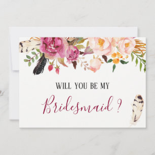 Chic Boho Floral Will You Be My Bridesmaid Invitation