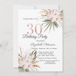 Chic Boho Flowers 30th Birthday Invitation