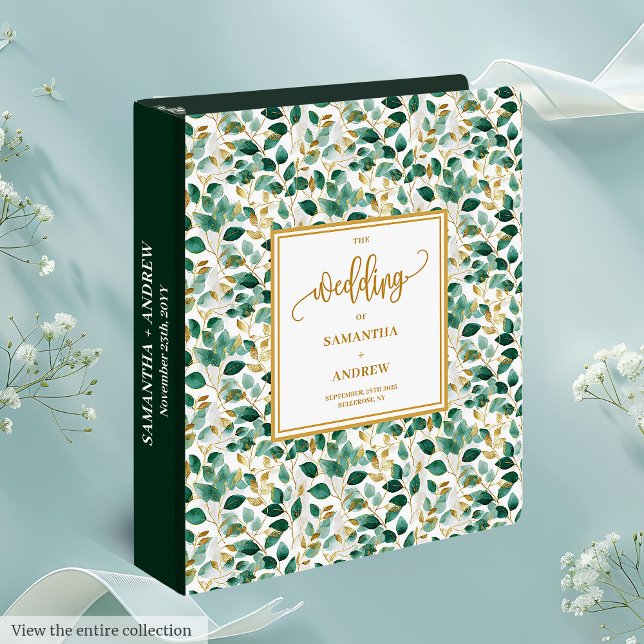 Chic Boho Forest Green Gold Foliage Memory Binder (Chic Boho Forest Green Gold Foliage Memory Binder)