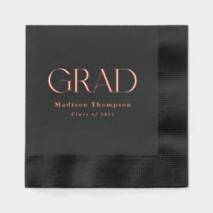 Chic Boho Grad Personalized Graduation Rose Foil Napkins