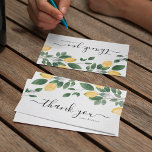 Chic Boho Lemon & Greenery Watercolor  Thank You Card<br><div class="desc">Chic thank you card features elegant calligraphy script, a rustic textured affect white background, watercolor citrus mouthwatering lemons, delicate white blossom flowers and handpainted greenery. Personalize with your information or click "customize further" to edit font styles, size and colours. Can also be personalized on the back with your own typed...</div>
