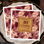 Chic Boho Marsala Blush Gold 50th Birthday Napkin<br><div class="desc">✅ For matching items search 26-50 in my collections ✅ Celebrate a milestone birthday in elegance with our 50th Birthday Napkins collection, featuring watercolor florals in rich burgundy, marsala, maroon, deep red, and soft blush tones, accented with shimmering gold leaves. Perfect for women’s milestone birthdays, these napkins combine boho-inspired charm...</div>