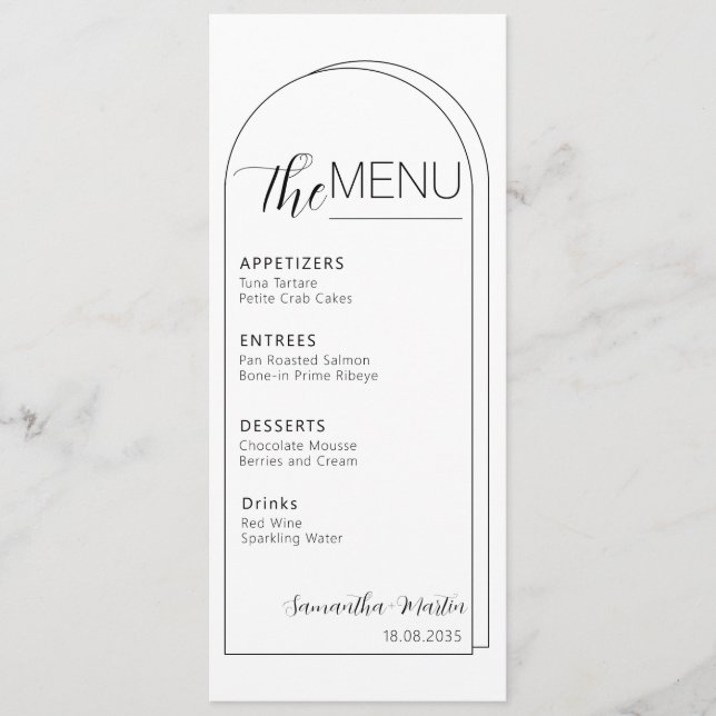 Chic Boho Minimal Text Script Wedding Menu (Front)