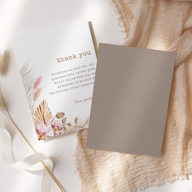 Chic Boho Pampas Grass Baby Shower Thank You Card (Creator Uploaded)