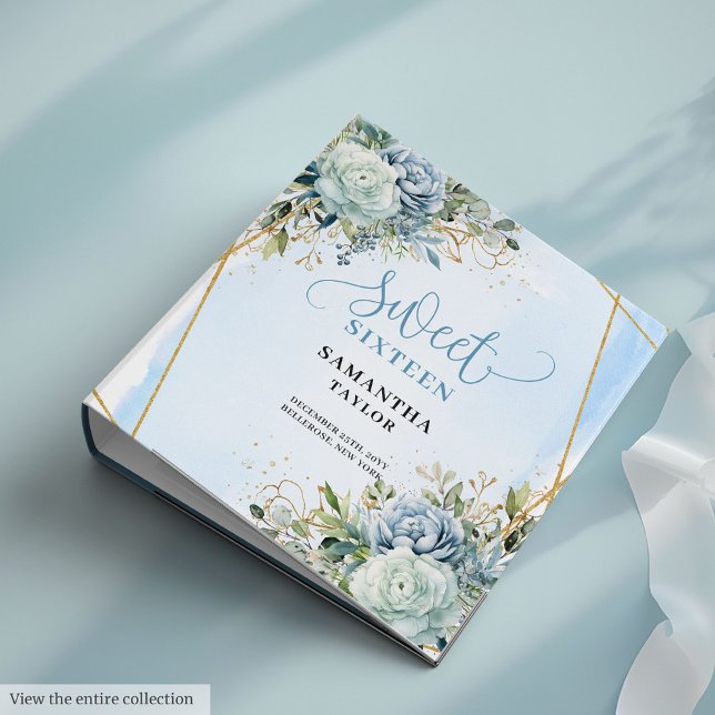 Chic Boho Pastel Blue Beige Floral Sweet Sixteen Binder (Chic Boho Pastel Blue Beige Floral Sweet Sixteen)