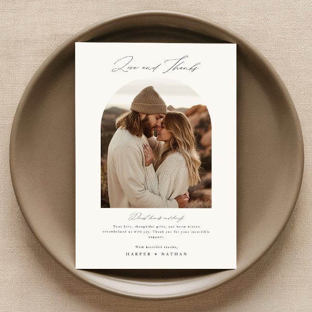 Chic Boho Photo Wedding Thank You Card (Creator Uploaded)