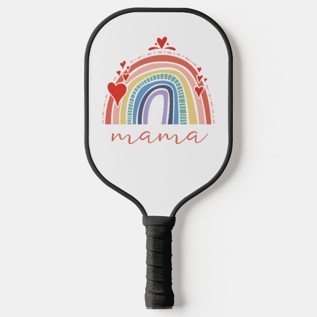 Chic Boho Rainbow Mom Christmas Holiday Pickleball Paddle (Front)