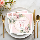 Chic Boho Rose Gold Greenery Sweet Sixteen Napkins<br><div class="desc">✅ For matching items search 36-16 in my collections ✅ Celebrate a special milestone with elegant Sweet Sixteen napkins featuring soft pink florals, eucalyptus greenery, and delicate rose gold accents. Perfect for stylish party décor, these napkins add a charming boho touch to the celebration. High-quality printing ensures beautiful color and...</div>