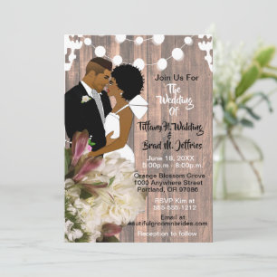 Chic Boho Rustic Lights Bride and Groom Wedding Invitation
