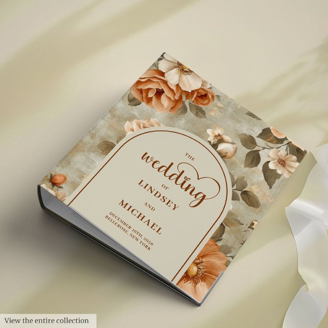 Chic Boho Rusty Ivory Floral Wedding Ring Binder (Chic Boho Rusty Ivory Floral Wedding Ring Binder)