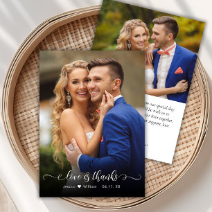 Chic Boho Script 2 Mariage photo Carte de remercie