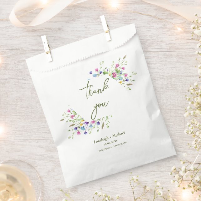 Chic boho simple wildflowers Wedding Favour Bag (Clipped)