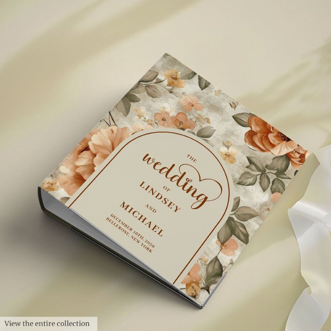 Chic Boho Terra Cotta Beige Sage Floral Wedding  Binder (Chic Boho Terra Cotta Beige Sage Floral Wedding Ring Binder

)