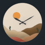 Chic Boho Terracotta Desert Cactus  Large Clock<br><div class="desc">A modern and chic wall clock perfect for a boho tropical themed bedroom or living room. It features a sunset setting in dessert with cactus. Perfect as a gift for newly weds,  friends with a housewarming party and birthdays.</div>