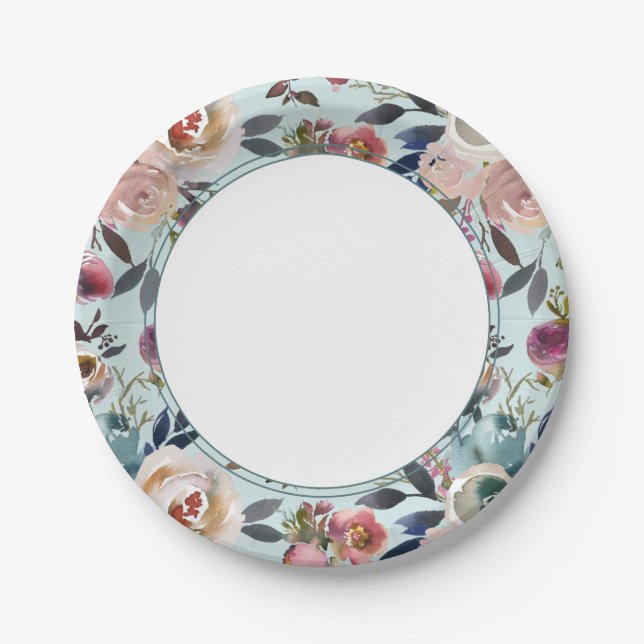 Chic Boho Wedding Blush Pink on Sage Green Paper Plate (Front)