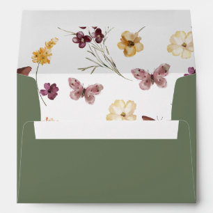 Chic Boho Wildflower Rustic Sage Green Wedding Envelope