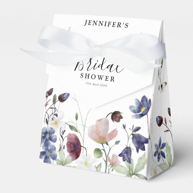 Chic Boho Wildflowers Wedding Bridal Shower Favor Box (Front Side)