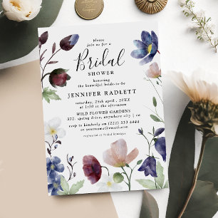 Chic Boho Wildflowers Wedding Bridal Shower Invitation