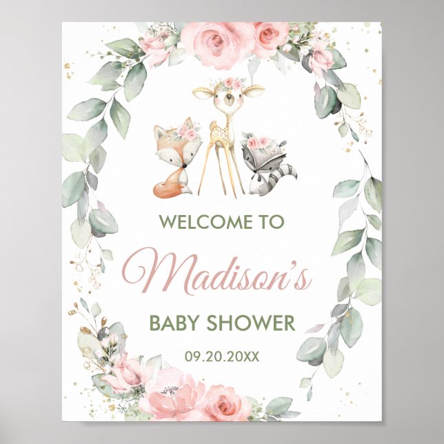 Chic Bois Animaux Végétation Affiche de bienvenue  (Devant)