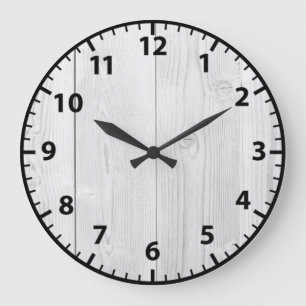 Chic Bois Blanc Shabby Acrylique Mur Horloge