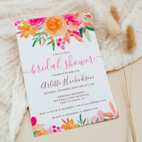 Chic Bold fall floral watercolor bridal shower