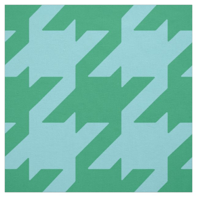 Chic bold green turquois houndstooth pattern fabric (Swatch)