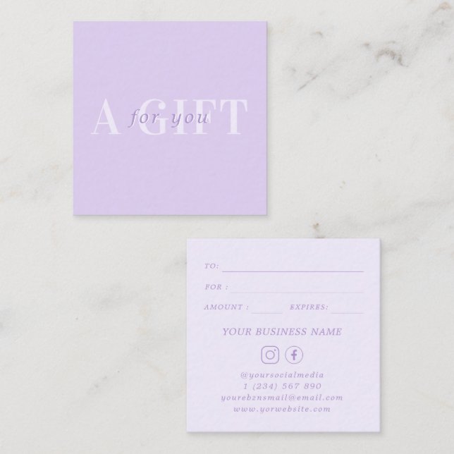 Chic Bold Lilac Lavender Business Certificat cadea (Devant / Derrière)