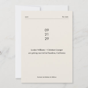Chic Bold Minimalist Editorial Wedding SavetheDate Invitation