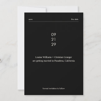 Chic Bold Minimalist Editorial Wedding SavetheDate Invitation