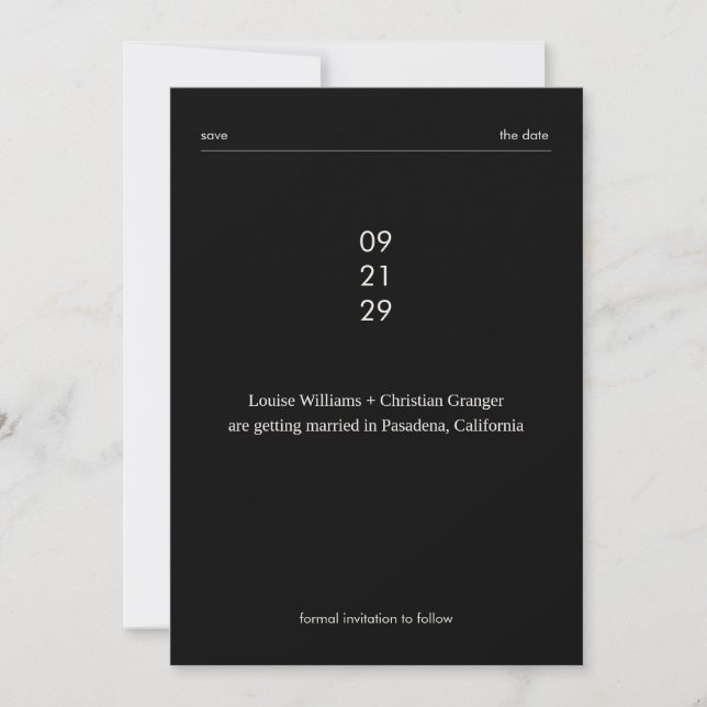 Chic Bold Minimalist Editorial Wedding SavetheDate Invitation (Front)