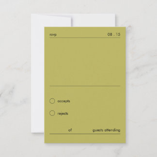 Chic Bold Minimalist Green Wedding RSVP  Card