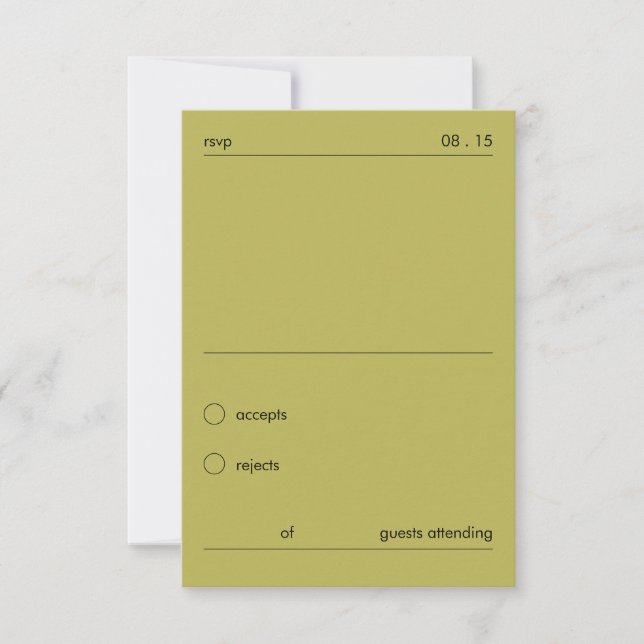 Chic Bold Minimalist Green Wedding RSVP  Card (Front)