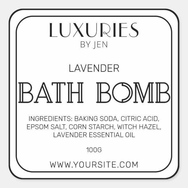 Chic Bold Modern Black And White Bath Bomb Label (Front)