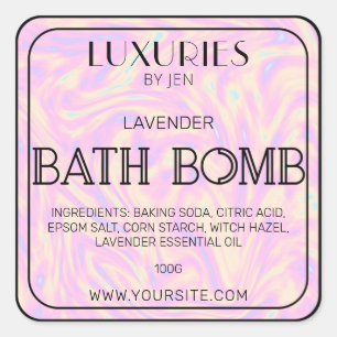 Chic Bold Modern Holographic Bath Bomb Spa Label