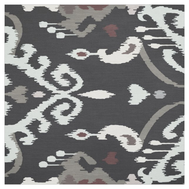 Chic bold neutral black white ikat tribal pattern fabric (Swatch)